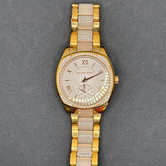 Rarely worn oversized gold and diamond Michael Kors watch